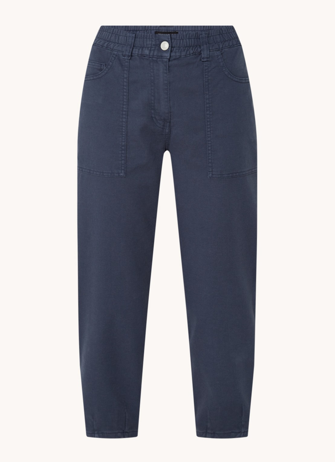 Whistles Paperbag high waist cropped tapered fit chino  - voorkant 3 donkerblauw