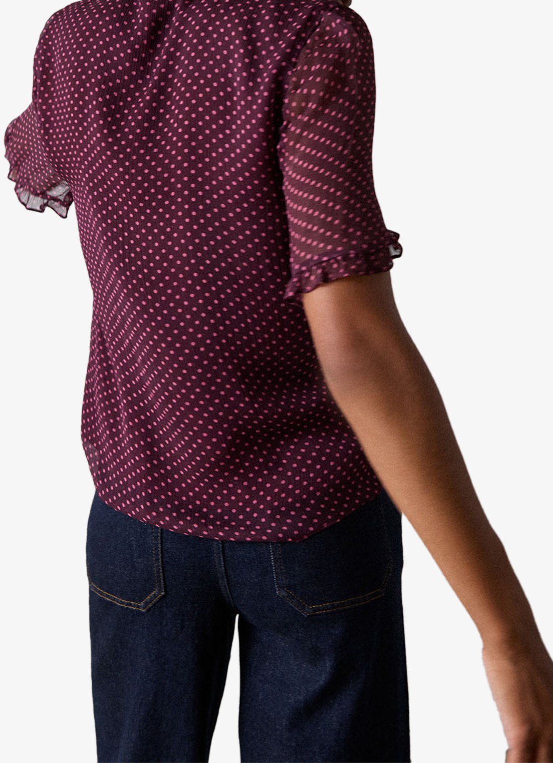 Whistles Polka Dot blouse met ruches - achterkant paars