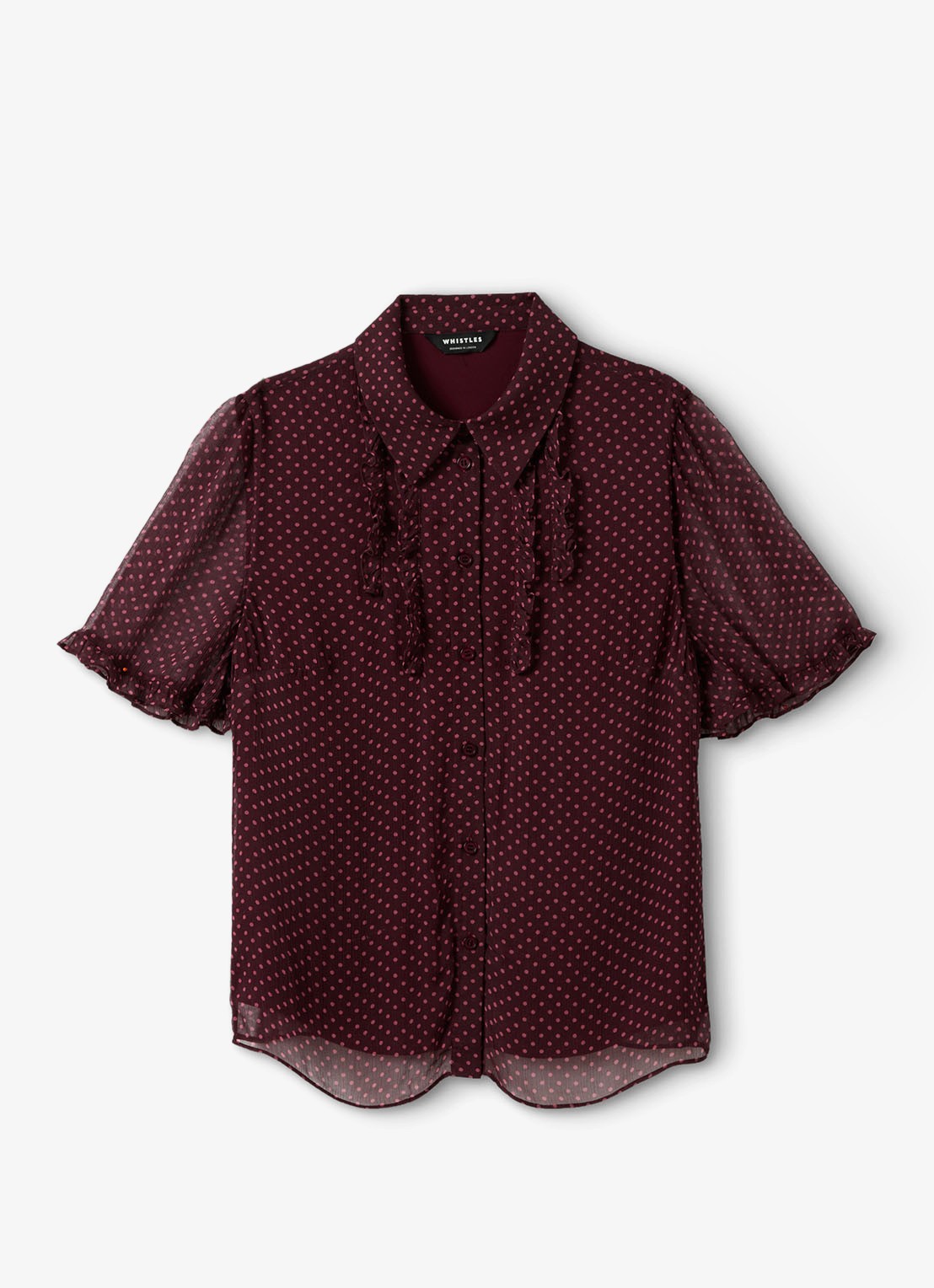 Whistles Polka Dot blouse met ruches - voorkant 2 paars
