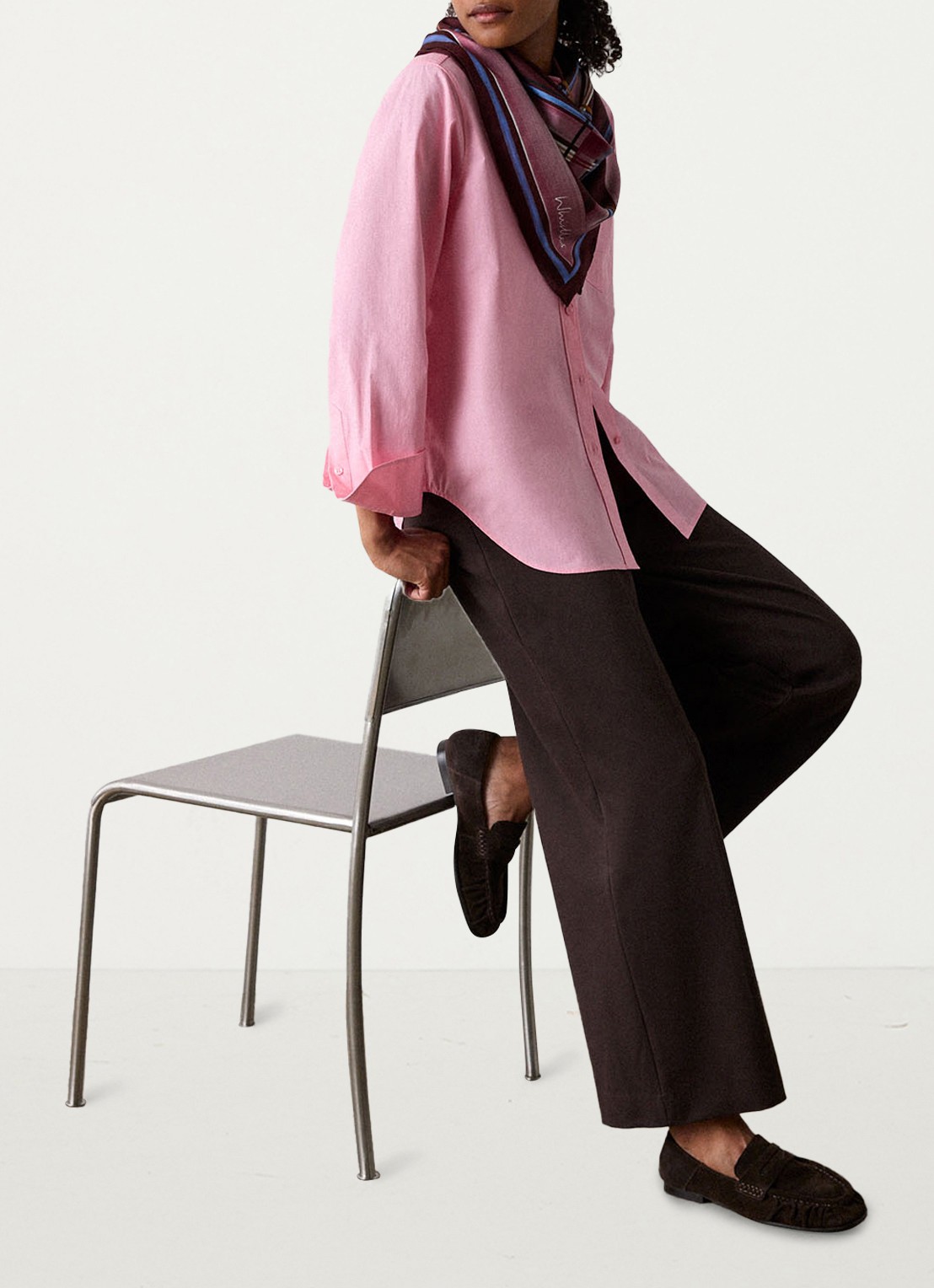 Whistles Ponte high waist wide fit pantalon - detail 4 donkerbruin