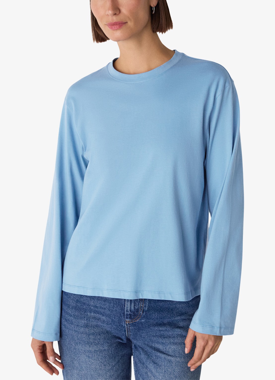 Whistles Relaxed sweater met ronde hals - detail 3 lichtblauw