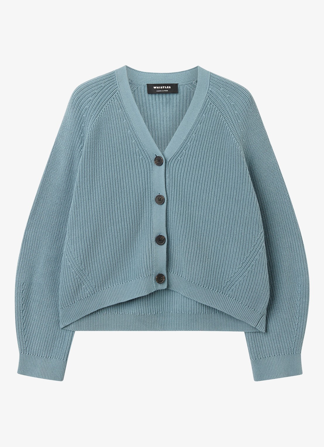Whistles RIbgebreid vest met V-hals - voorkant blauw