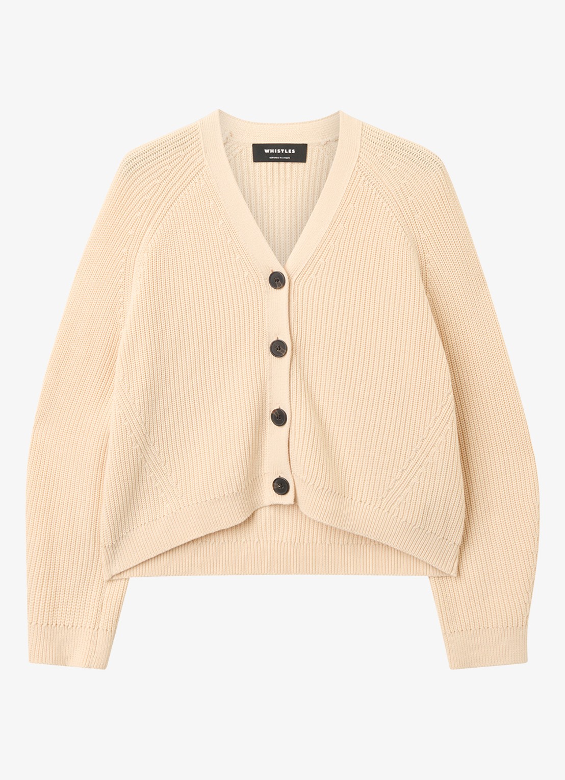 Whistles Ribgebreid vest met V-hals - voorkant 3 beige