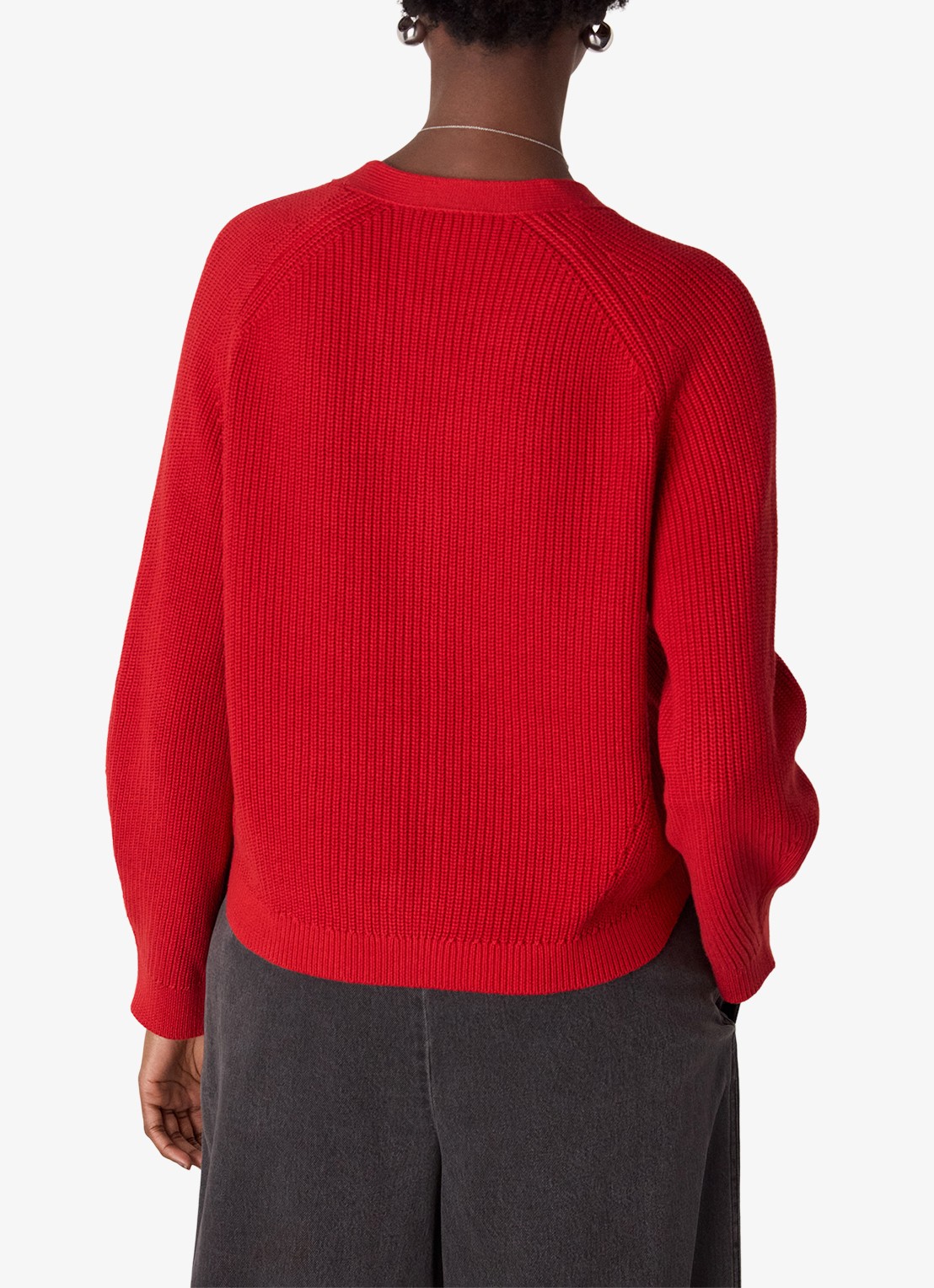 Whistles Ribgebreid vest met V-hals - achterkant 4 steenrood