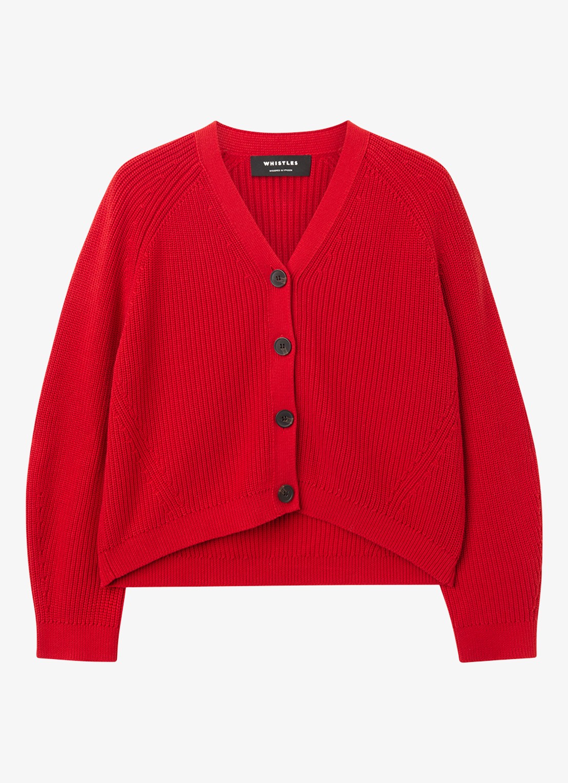 Whistles Ribgebreid vest met V-hals - voorkant 3 steenrood