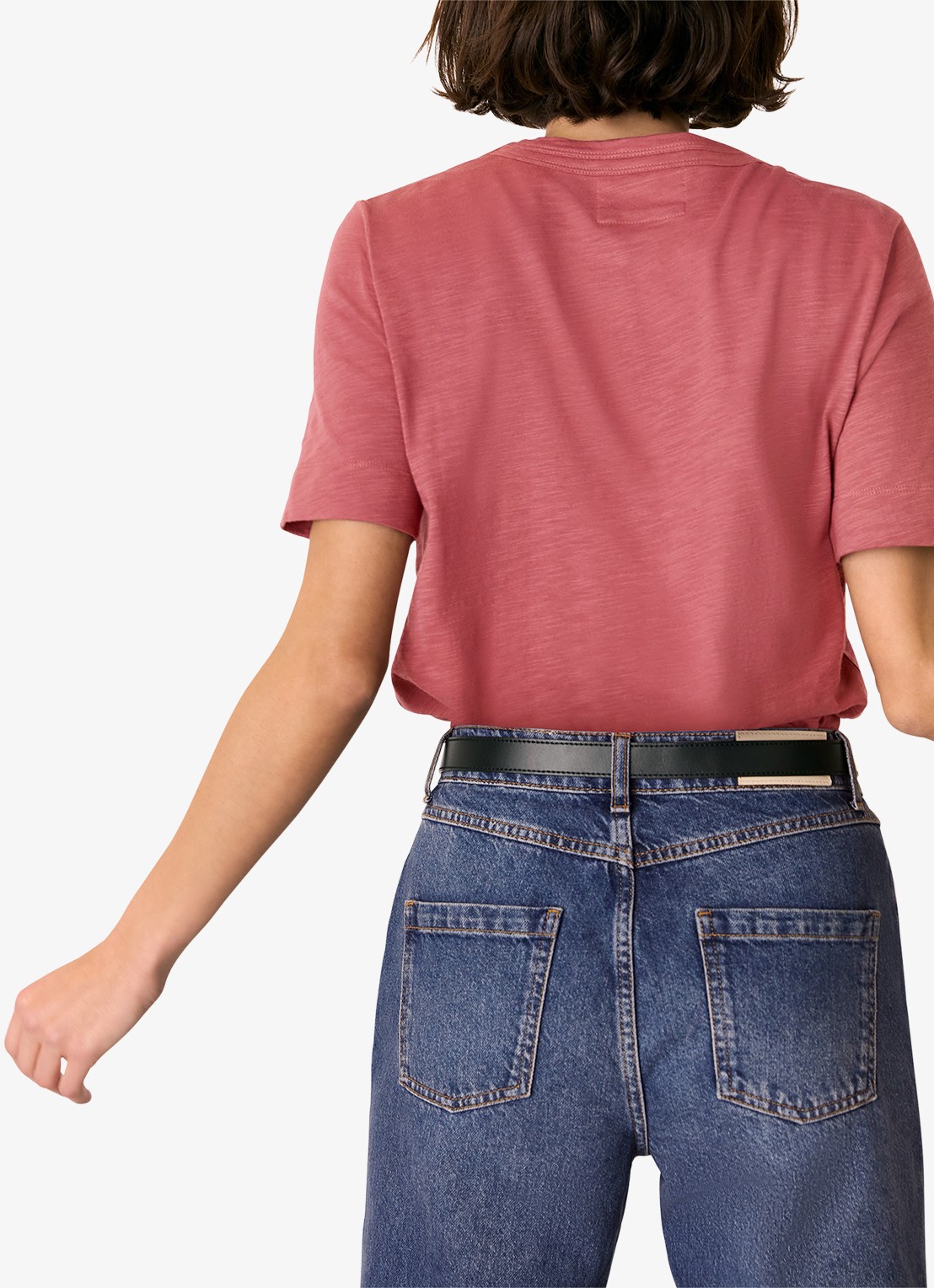 Whistles Rosa T-shirt met gemêleerd dessin - achterkant donkerroze