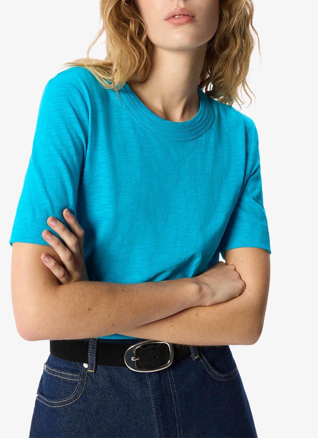 Whistles Rosa T-shirt met gemêleerd dessin - detail 2 turquoise