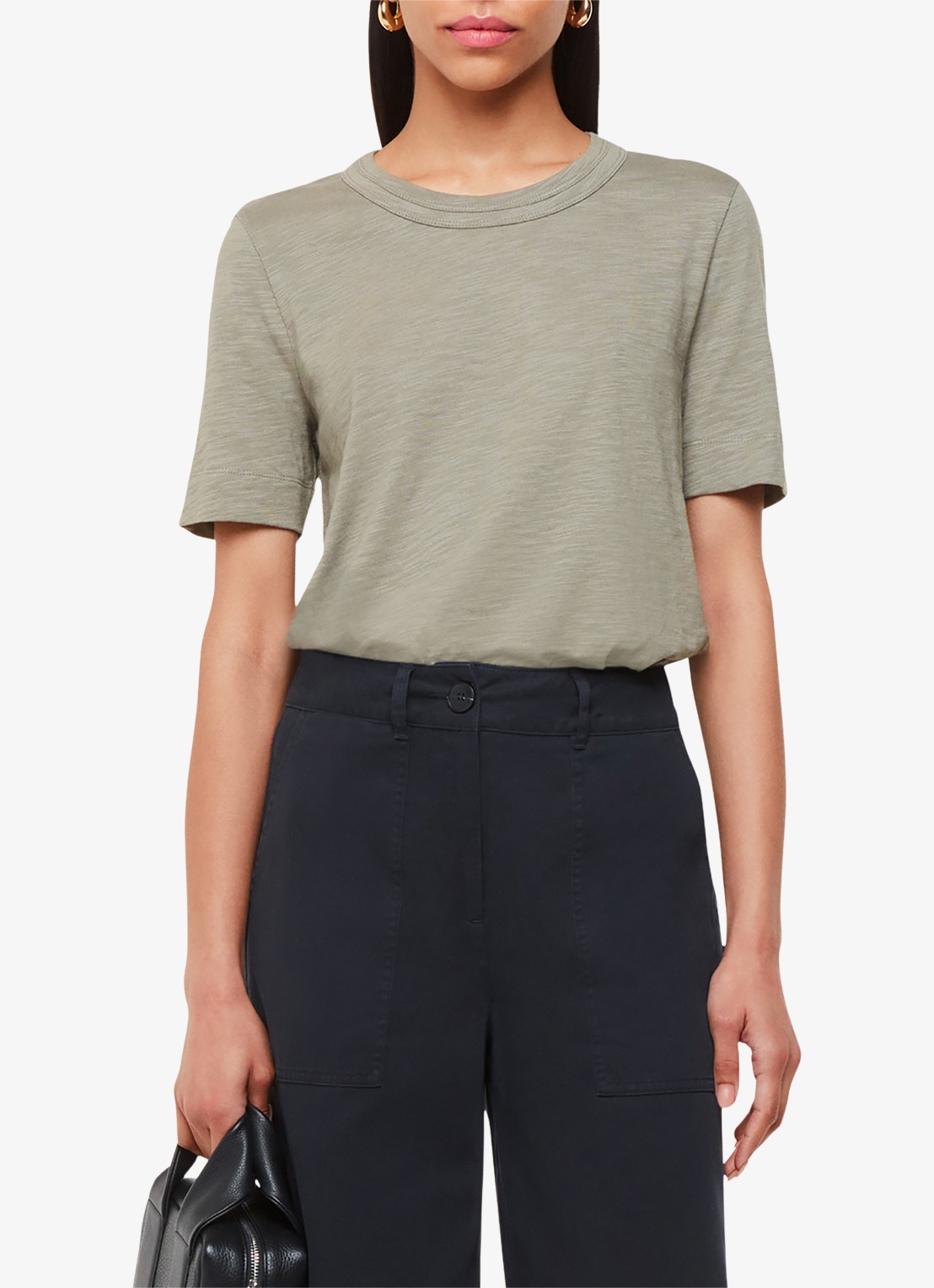 Whistles Rosa T-shirt met gemêleerd dessin - detail lindegroen