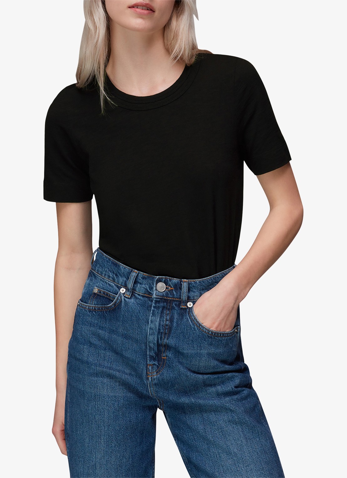 Whistles Rosa T-shirt met stretch - detail 3 zwart