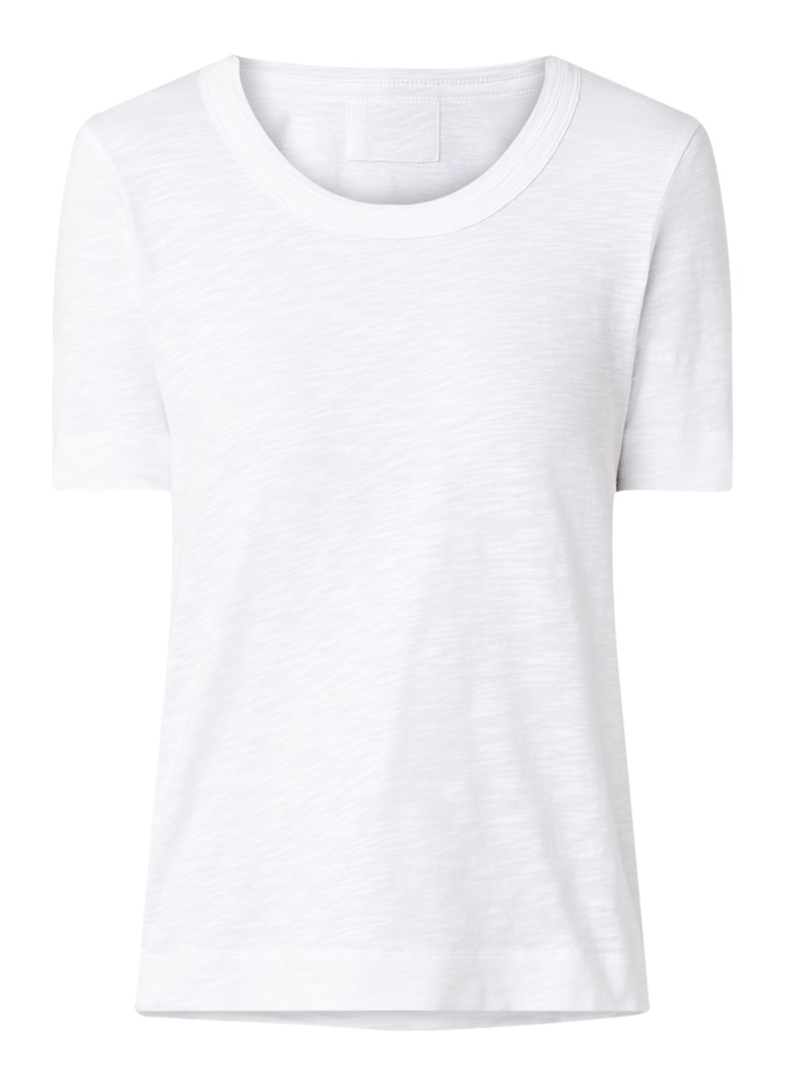 Whistles Rosa T-shirt van katoen met ronde hals  - voorkant wit