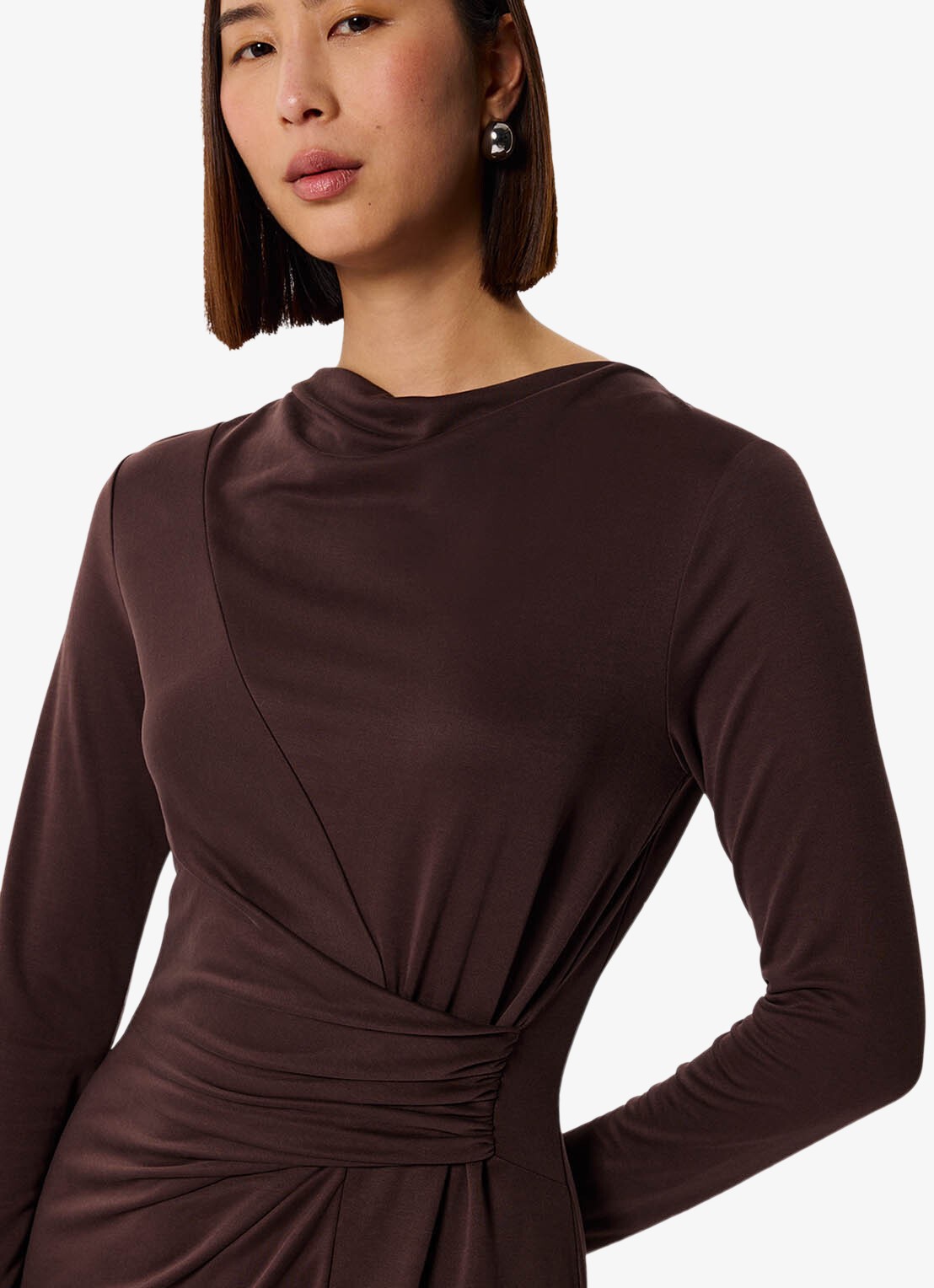 Whistles Ruched midi jurk met plooien  - detail 3 bruin
