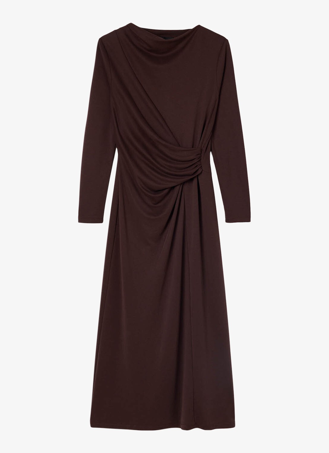 Whistles Ruched midi jurk met plooien  - voorkant bruin