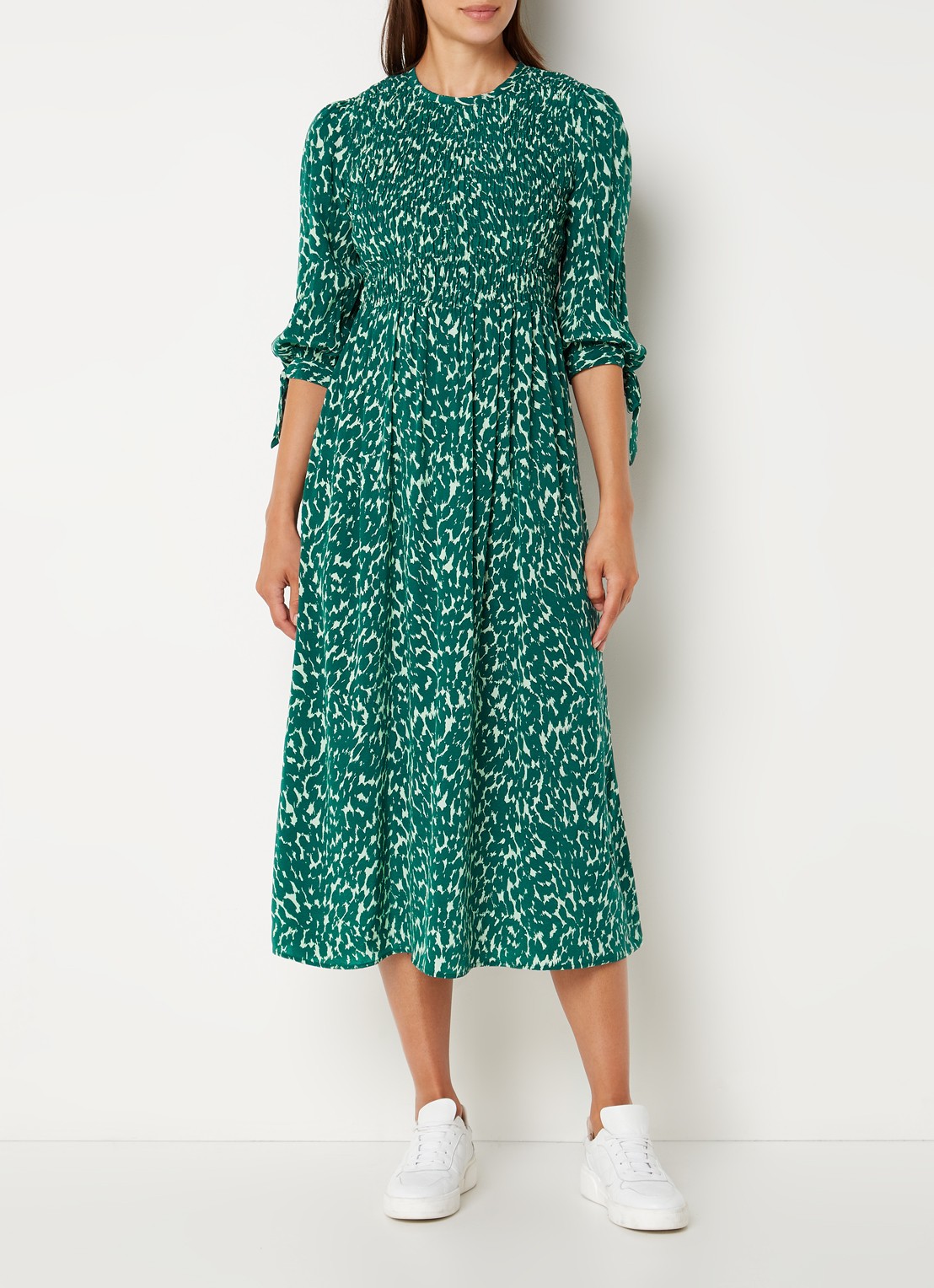 Whistles Sahara midi jurk met print - voorkant 4 groen