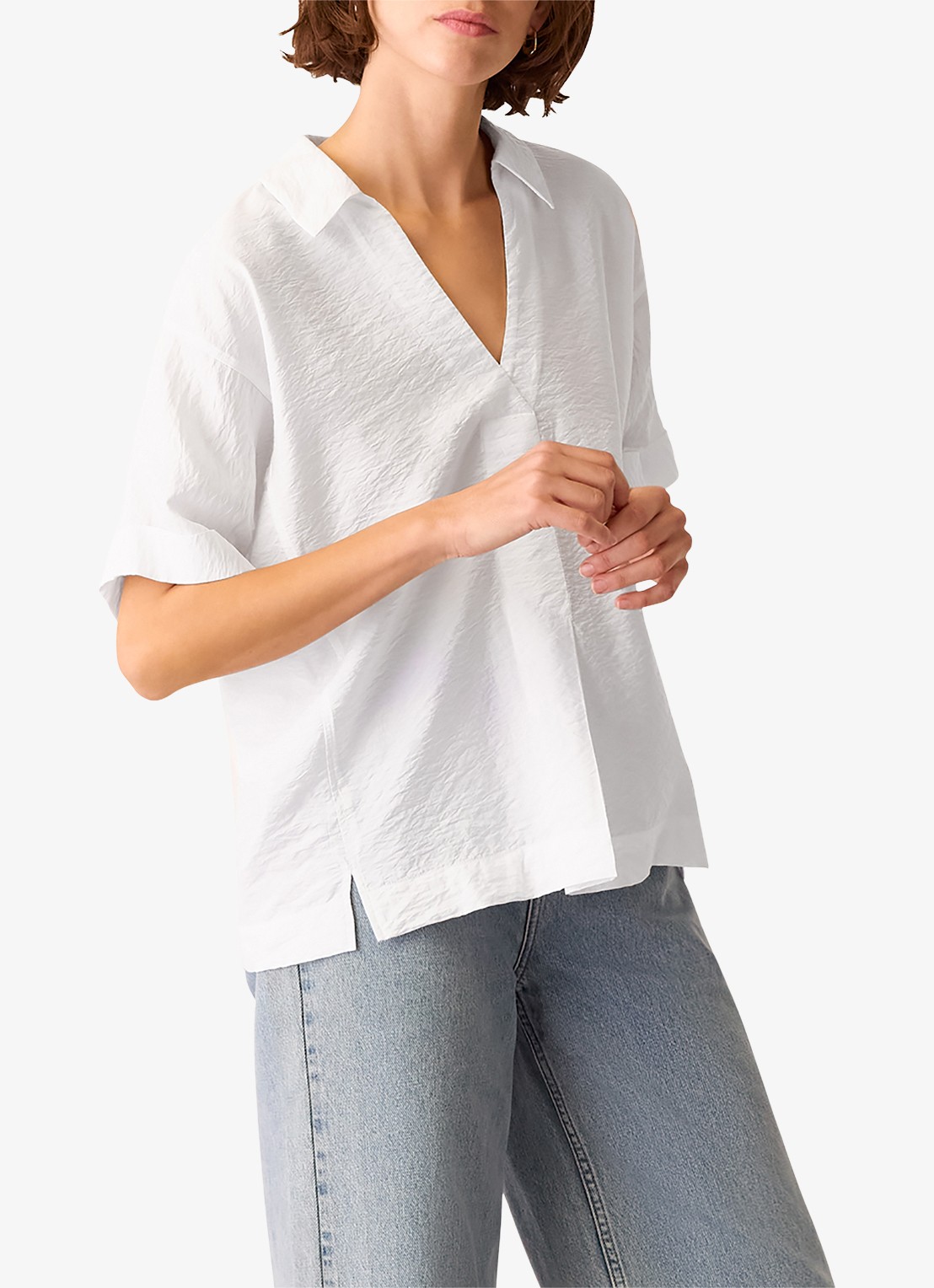 Whistles Sasha blouse met V-hals - detail 2 wit