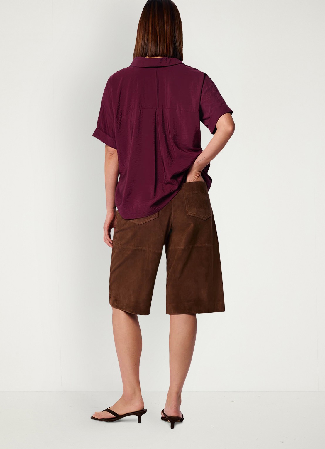 Whistles Sasha tuniek met kraag - achterkant 3 cranberryrood