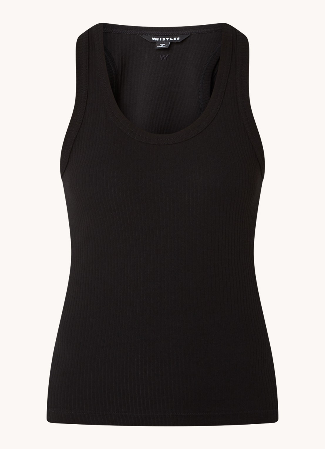 Whistles Scoop tanktop met ribstructuur - voorkant zwart