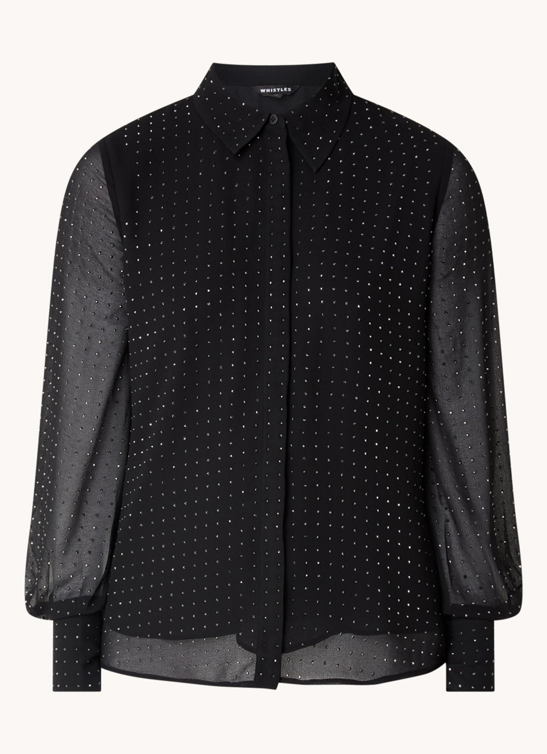 Whistles Semi-transparante blouse met strass - voorkant zwart