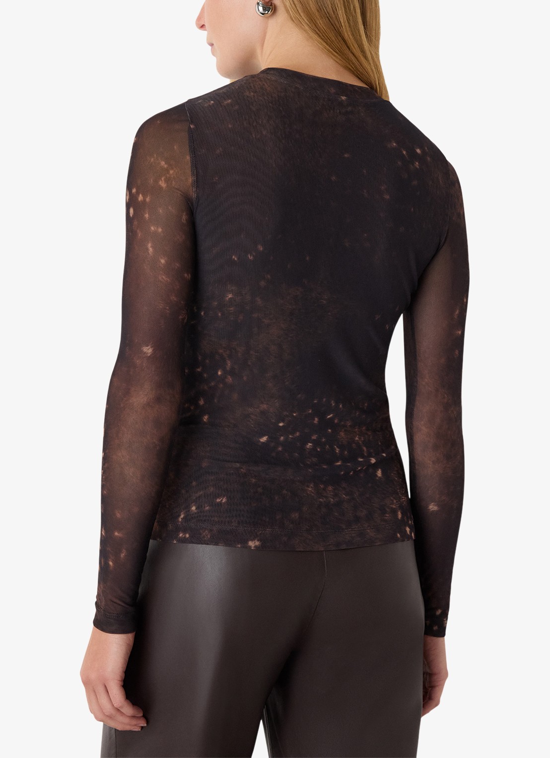 Whistles Semi-transparante top van mesh met print - achterkant 2 bruin