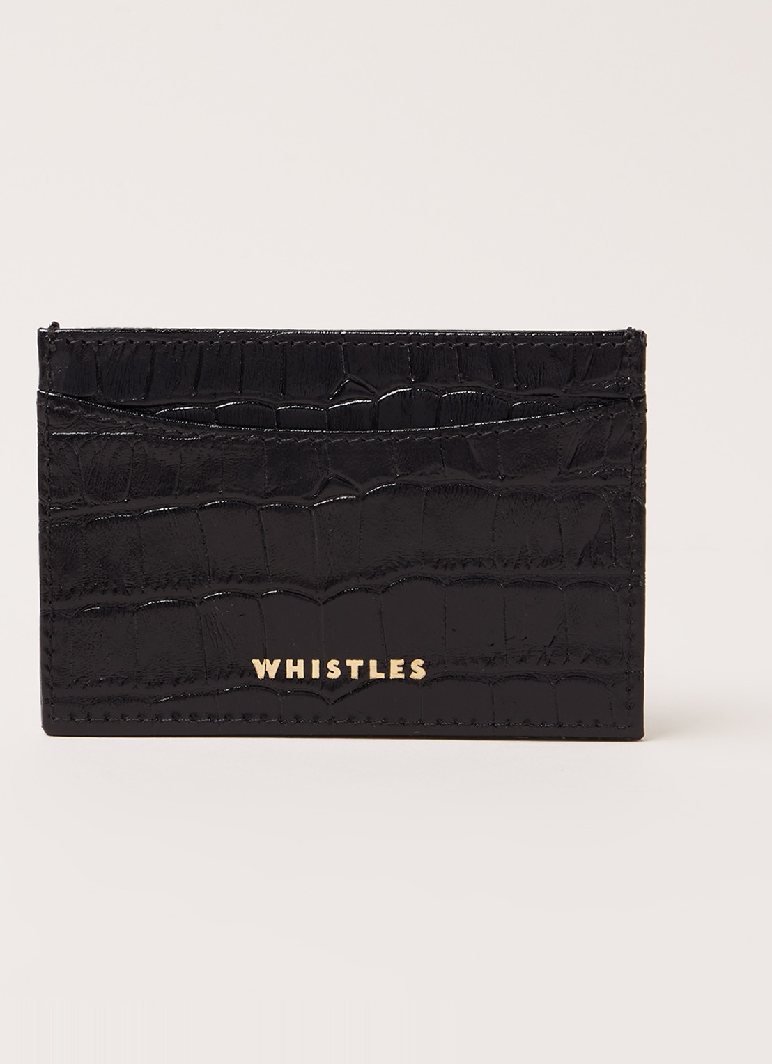 Whistles Shiny Cros creditcardetui van leer - voorkant 4 zwart