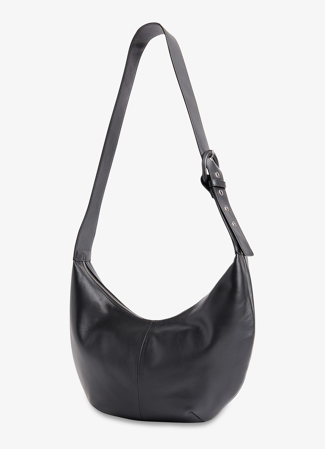 Whistles Sia crossbodytas van leer met verstelbare schouderriem - detail 2 zwart
