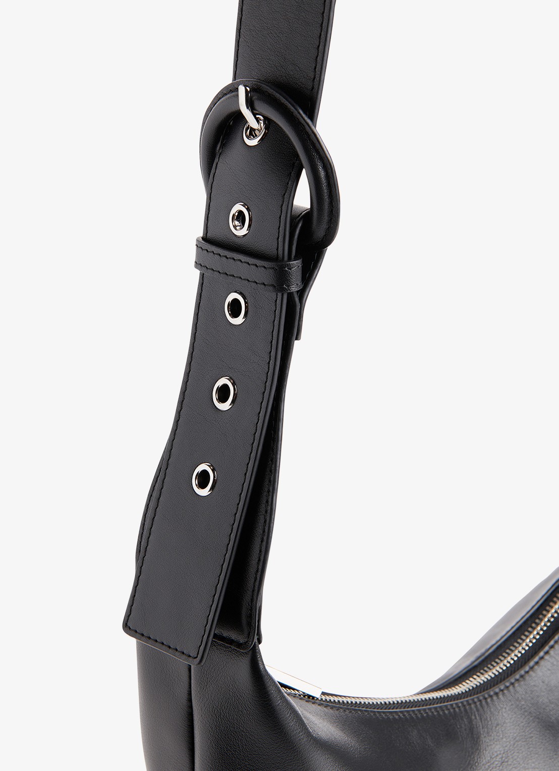 Whistles Sia crossbodytas van leer met verstelbare schouderriem - detail 3 zwart
