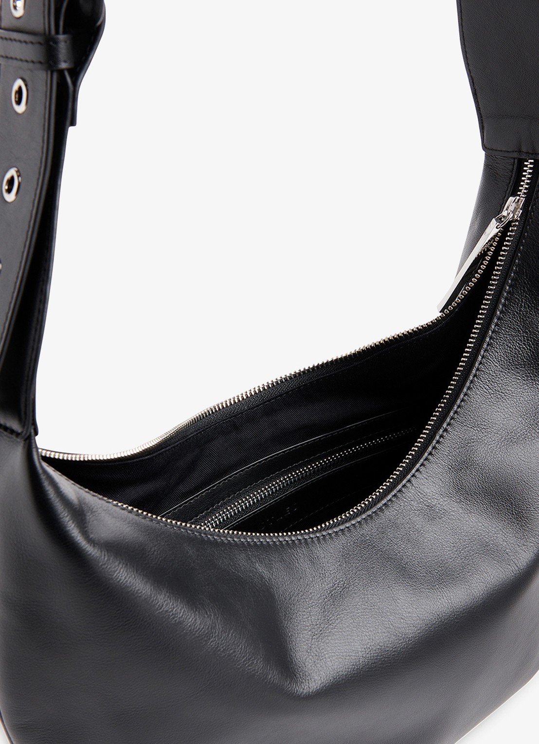 Whistles Sia crossbodytas van leer met verstelbare schouderriem - detail 4 zwart