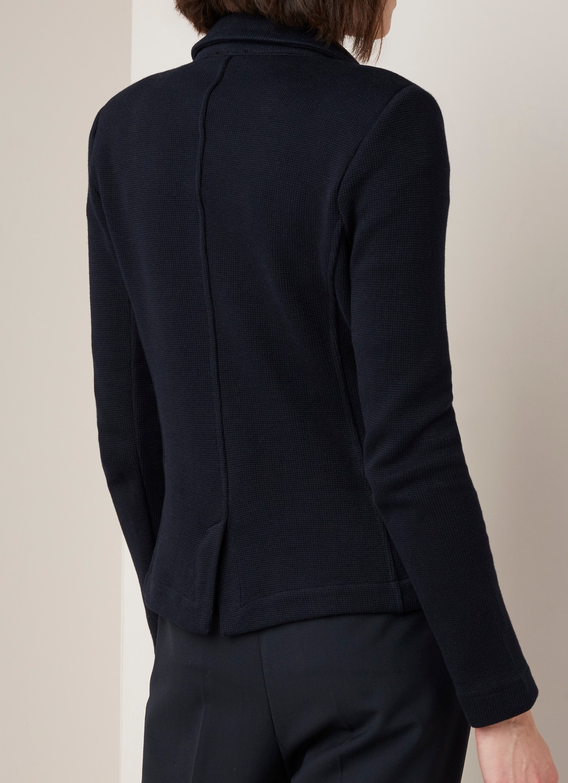 Whistles Slim fit blazer van jersey met ingeweven structuur - achterkant 2 donkerblauw