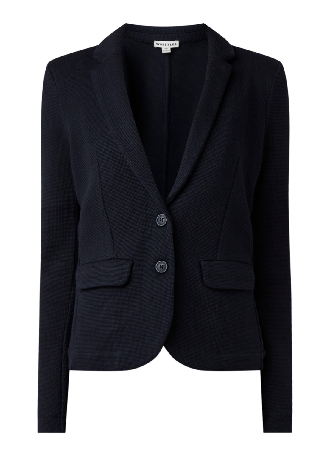 Whistles Slim fit blazer van jersey met ingeweven structuur - voorkant 3 donkerblauw
