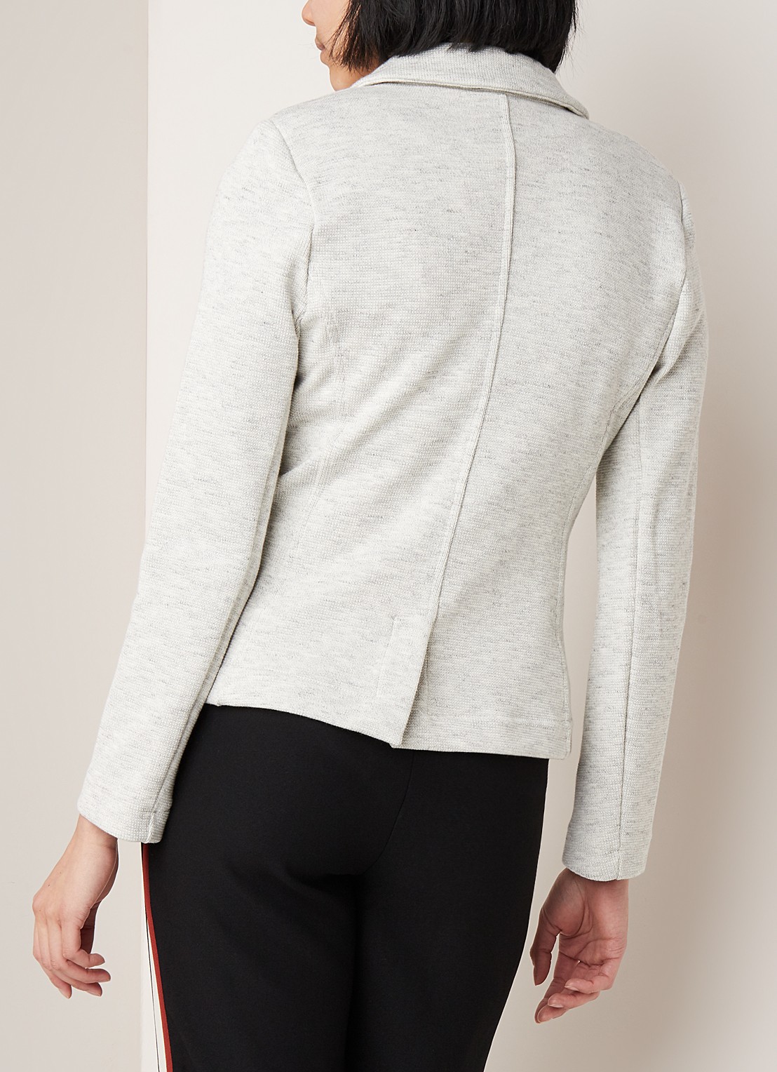 Whistles Slim fitted blazer van katoen met gemêleerd dessin - achterkant lichtgrijs