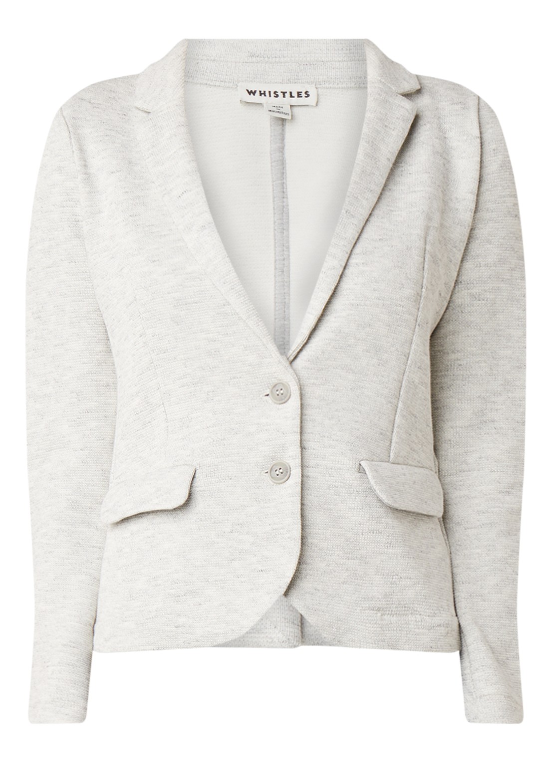 Whistles Slim fitted blazer van katoen met gemêleerd dessin - voorkant 2 lichtgrijs