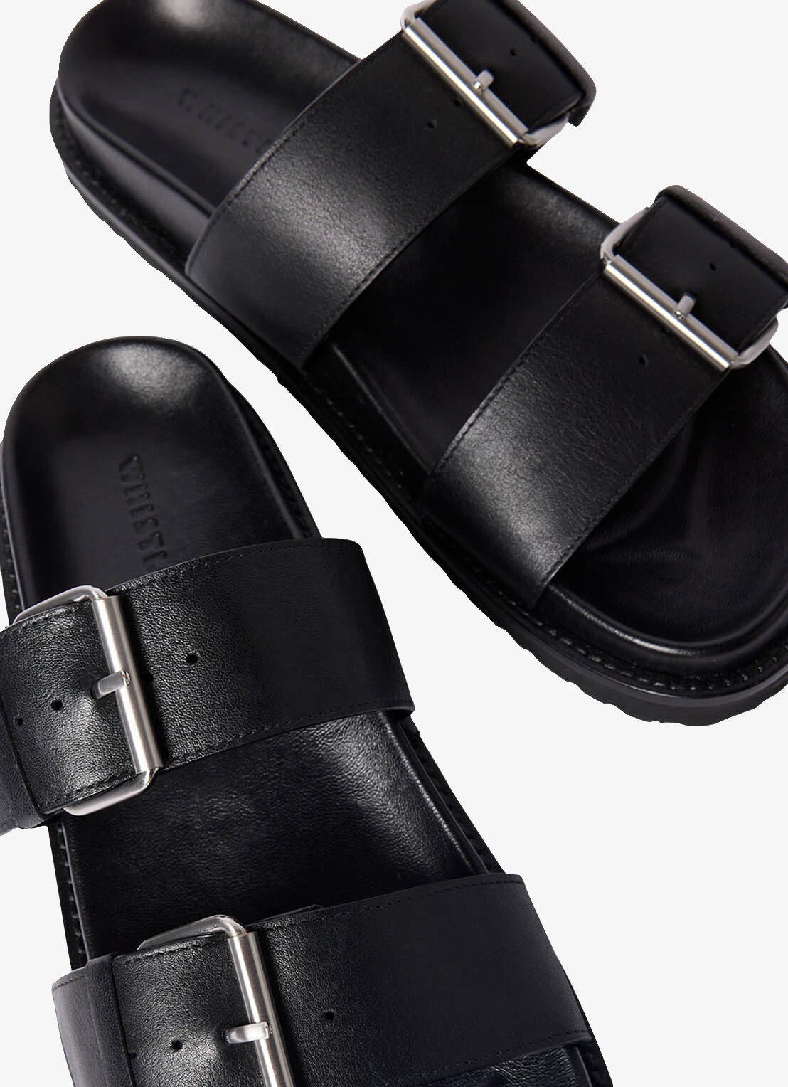 Whistles Slipper van leer met gespdetail - detail zwart