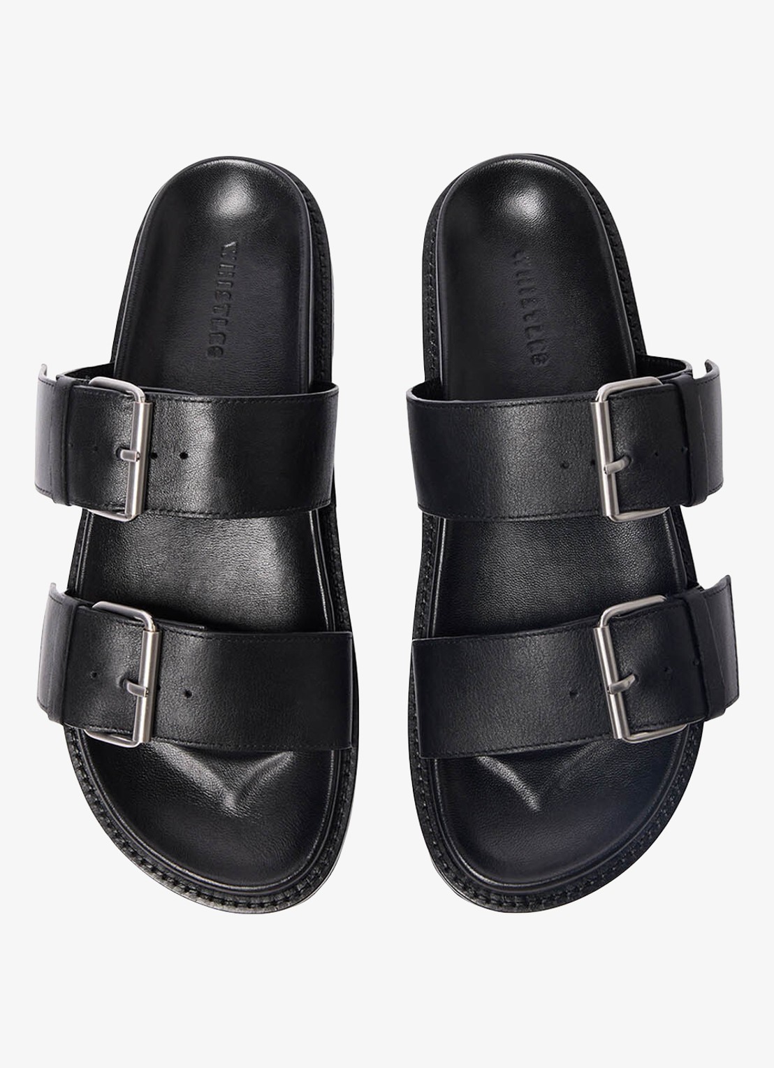Whistles Slipper van leer met gespdetail - detail 2 zwart