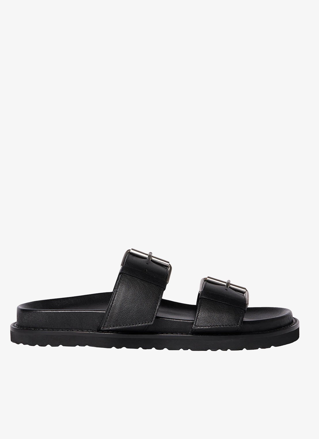 Whistles Slipper van leer met gespdetail - voorkant 3 zwart