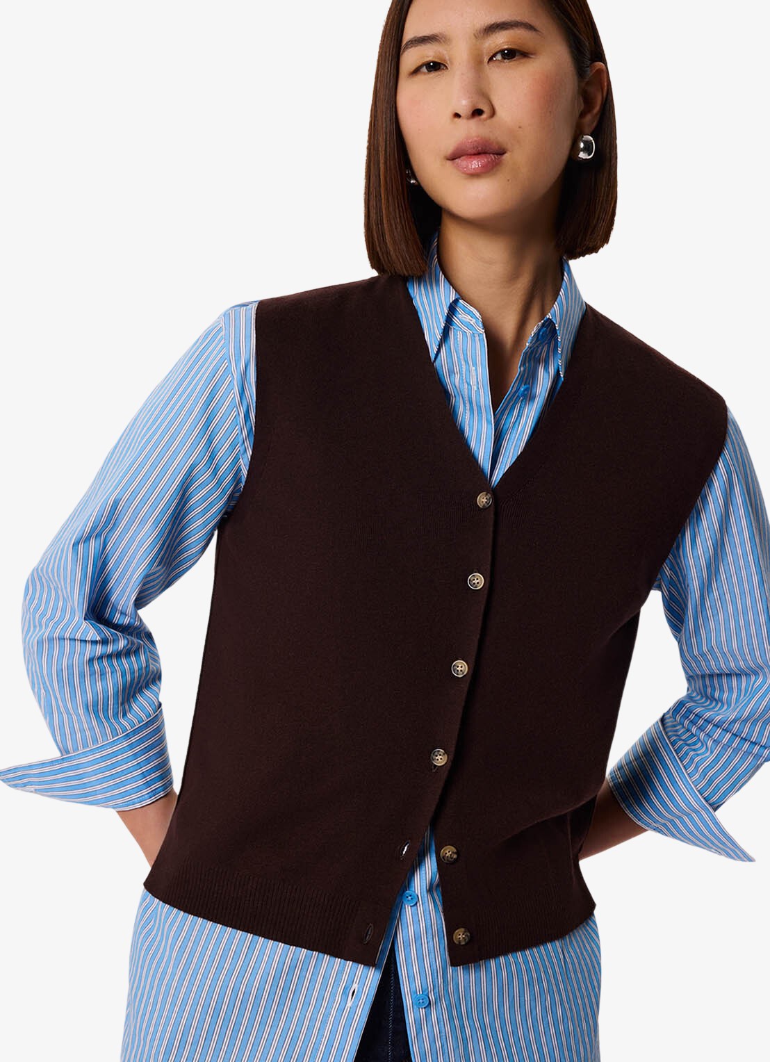 Whistles Spencer met V-hals - detail bruin