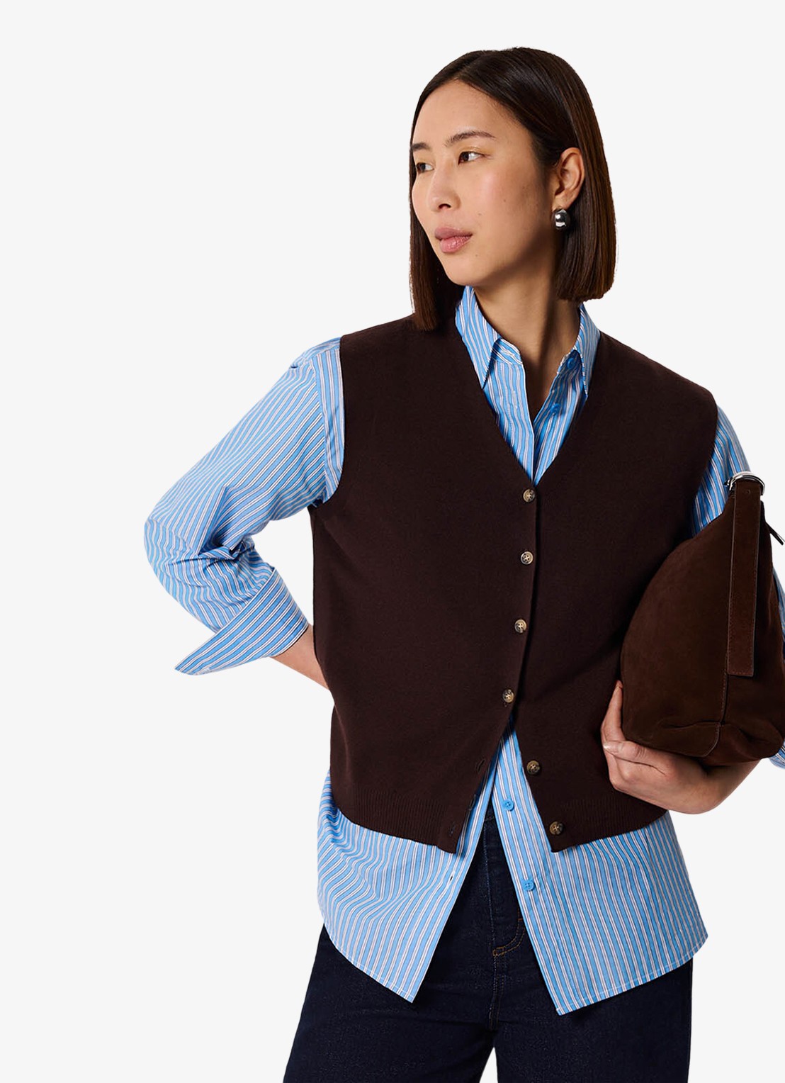 Whistles Spencer met V-hals - detail 2 bruin