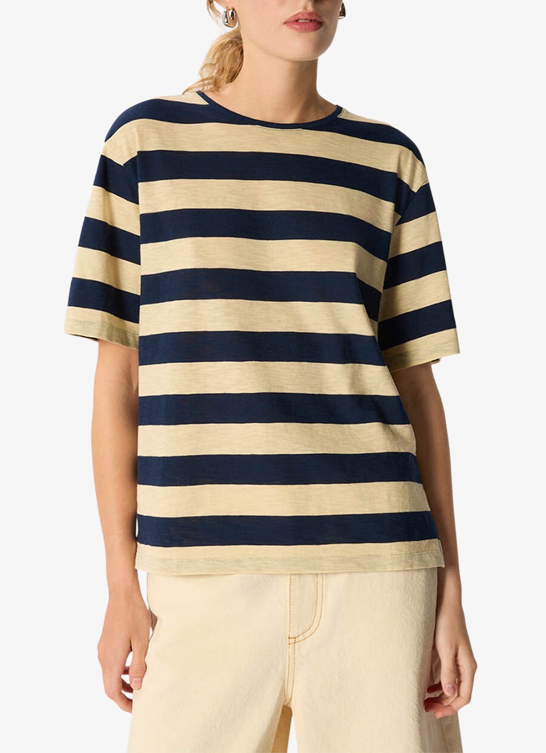Whistles T-shirt met streepprint - detail 6 donkerblauw