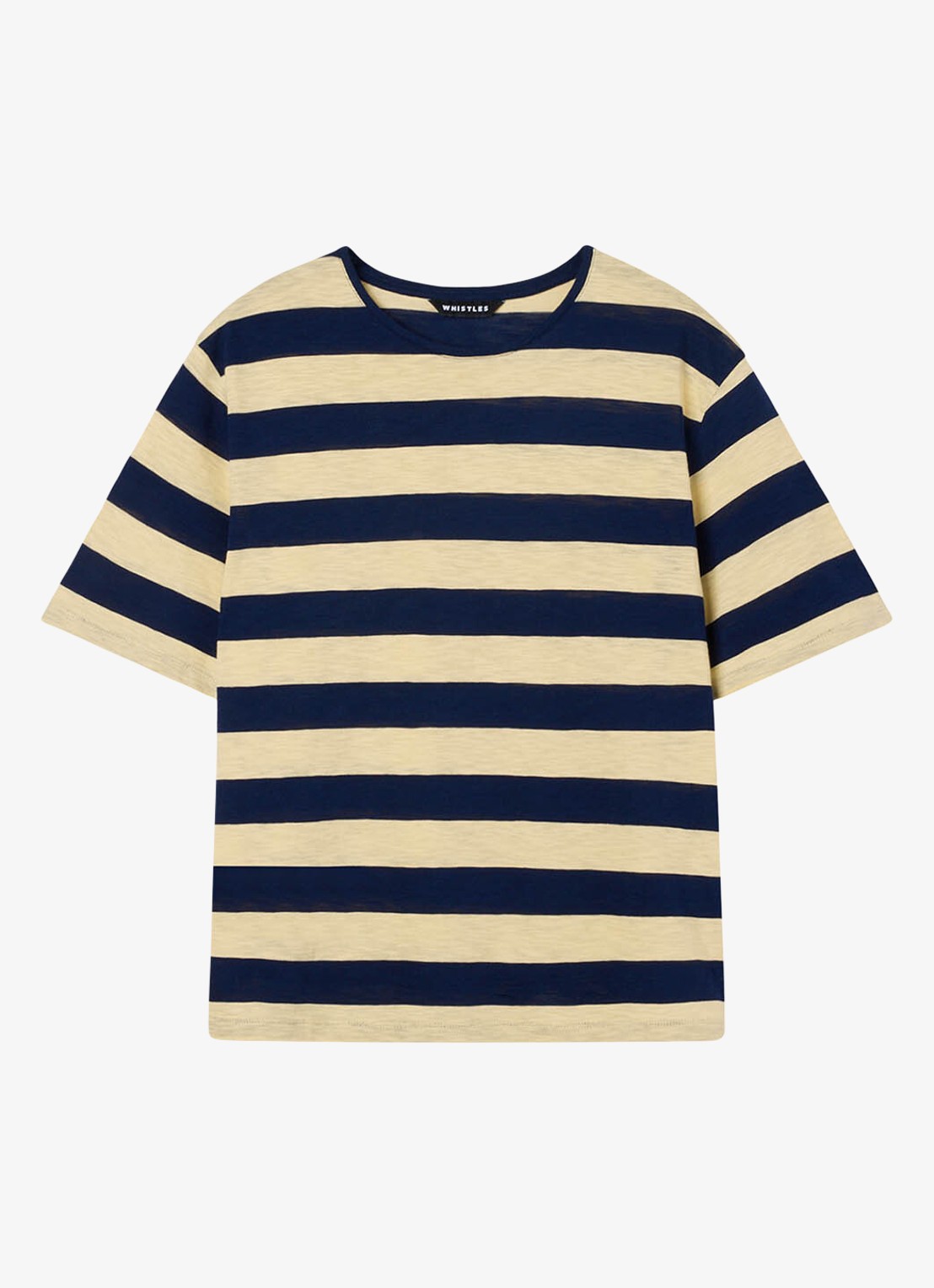 Whistles T-shirt met streepprint - voorkant 2 donkerblauw