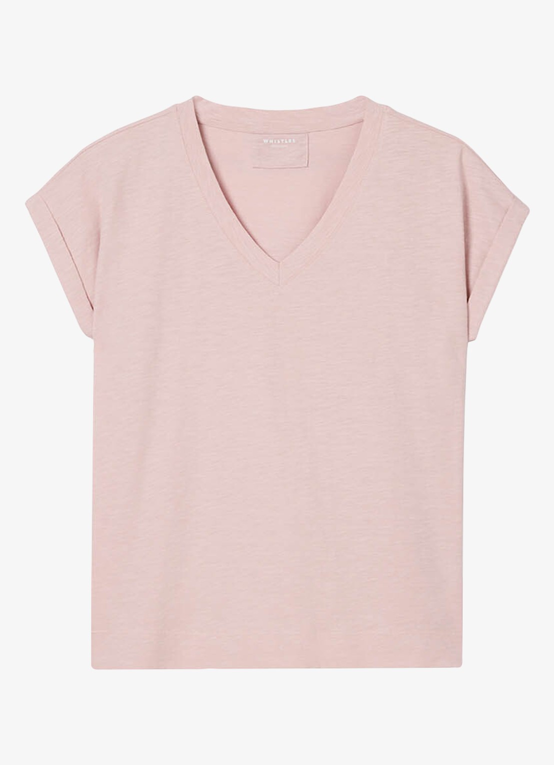 Whistles T-shirt met V-hals - voorkant 2 oudroze