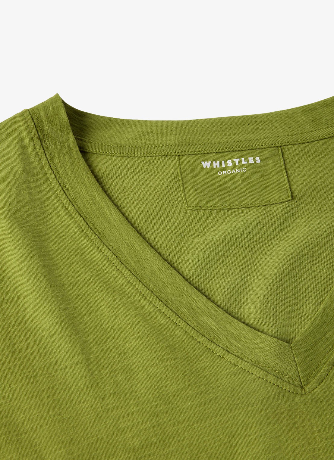 Whistles T-shirt met V-hals - detail 3 groen