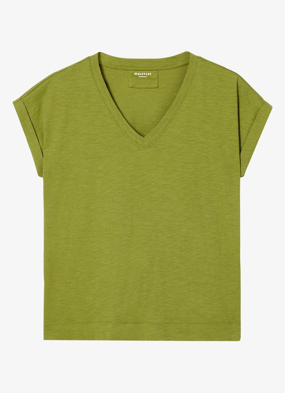 Whistles T-shirt met V-hals - voorkant 5 groen