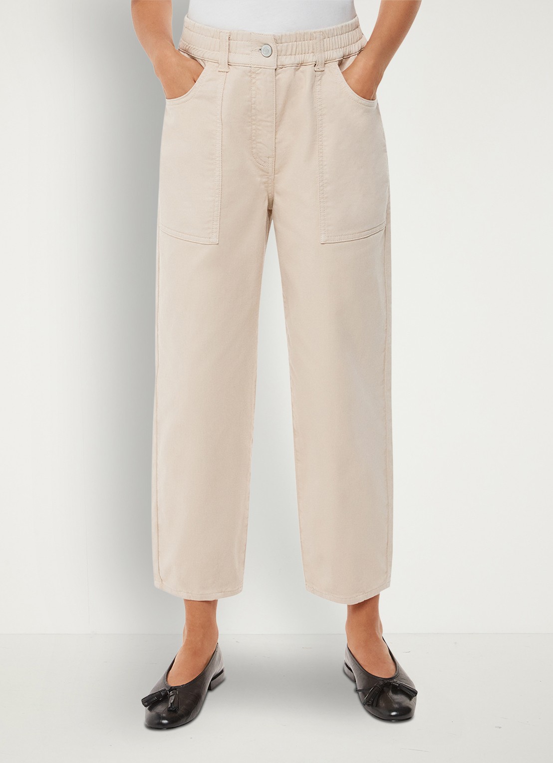 Whistles Tessa high waist cropped straight fit chino met steekzakken - detail 2 beige