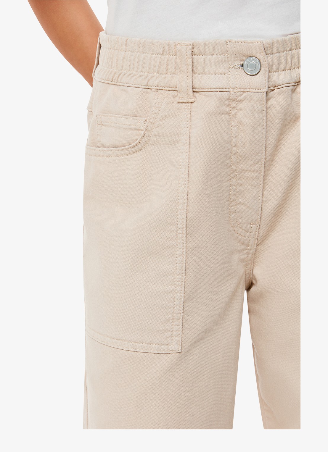 Whistles Tessa high waist cropped straight fit chino met steekzakken - detail 3 beige