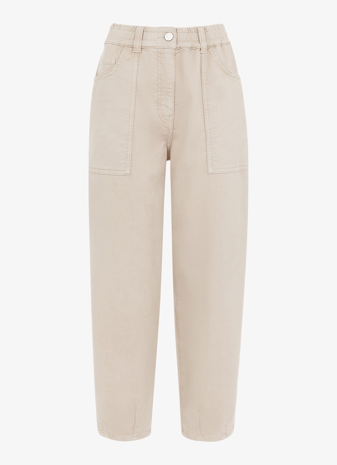 Whistles Tessa high waist cropped straight fit chino met steekzakken - voorkant 4 beige