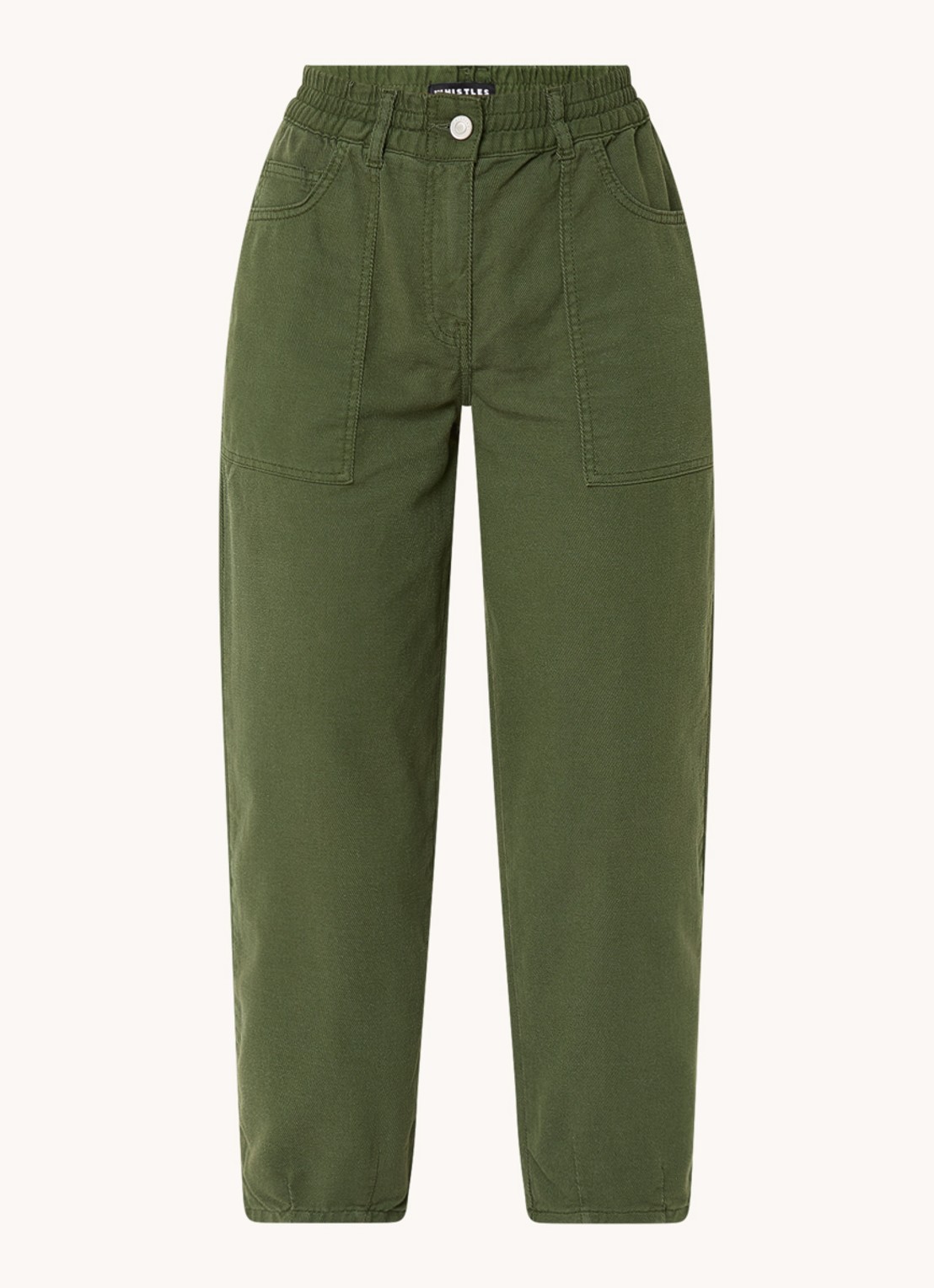 Whistles Tessa high waist cropped straight leg broek met gekleurde wassing - voorkant 2 legergroen