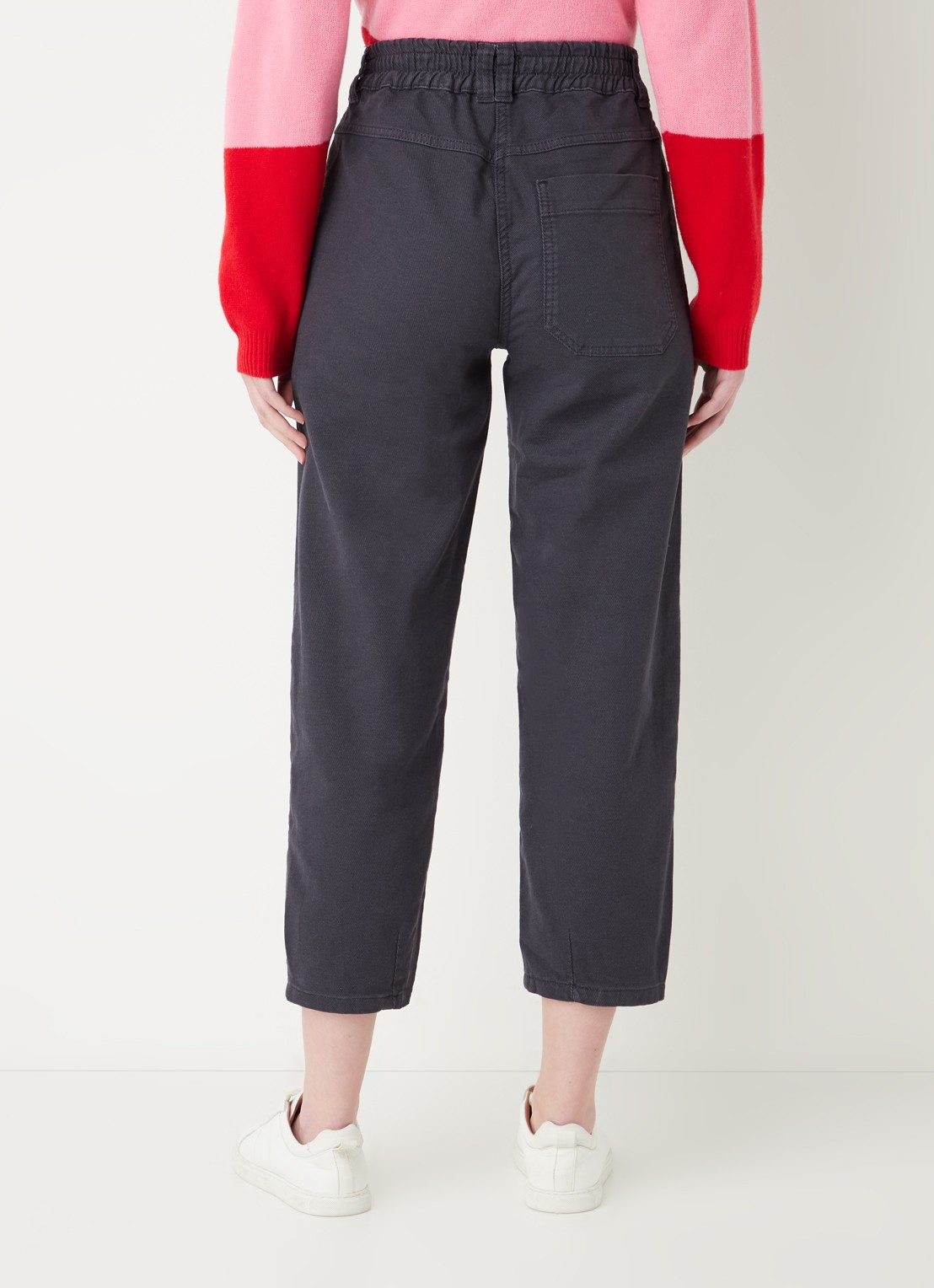 Whistles Tessa high waist straight leg cropped jeans met gekleurde wassing  - achterkant 5 antraciet