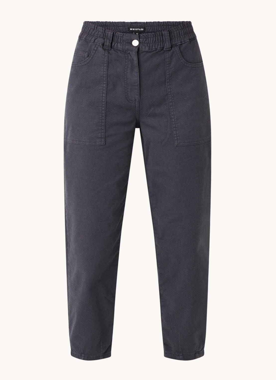 Whistles Tessa high waist straight leg cropped jeans met gekleurde wassing  - voorkant antraciet