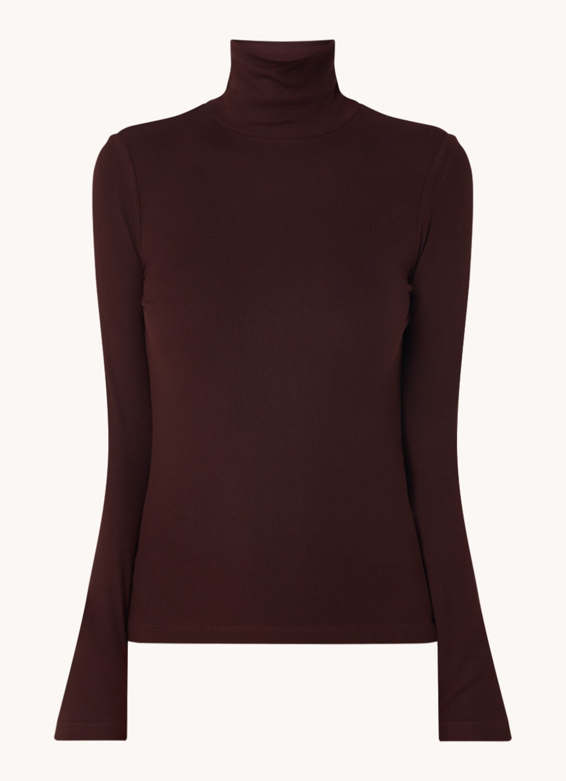 Whistles Top met col en ribstructuur - voorkant hazelnootbruin