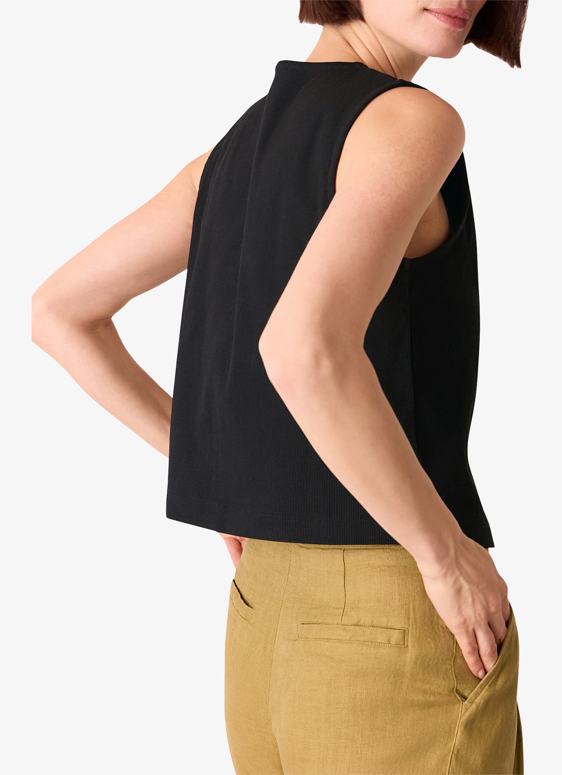 Whistles Top met ribstructuur - achterkant 2 zwart