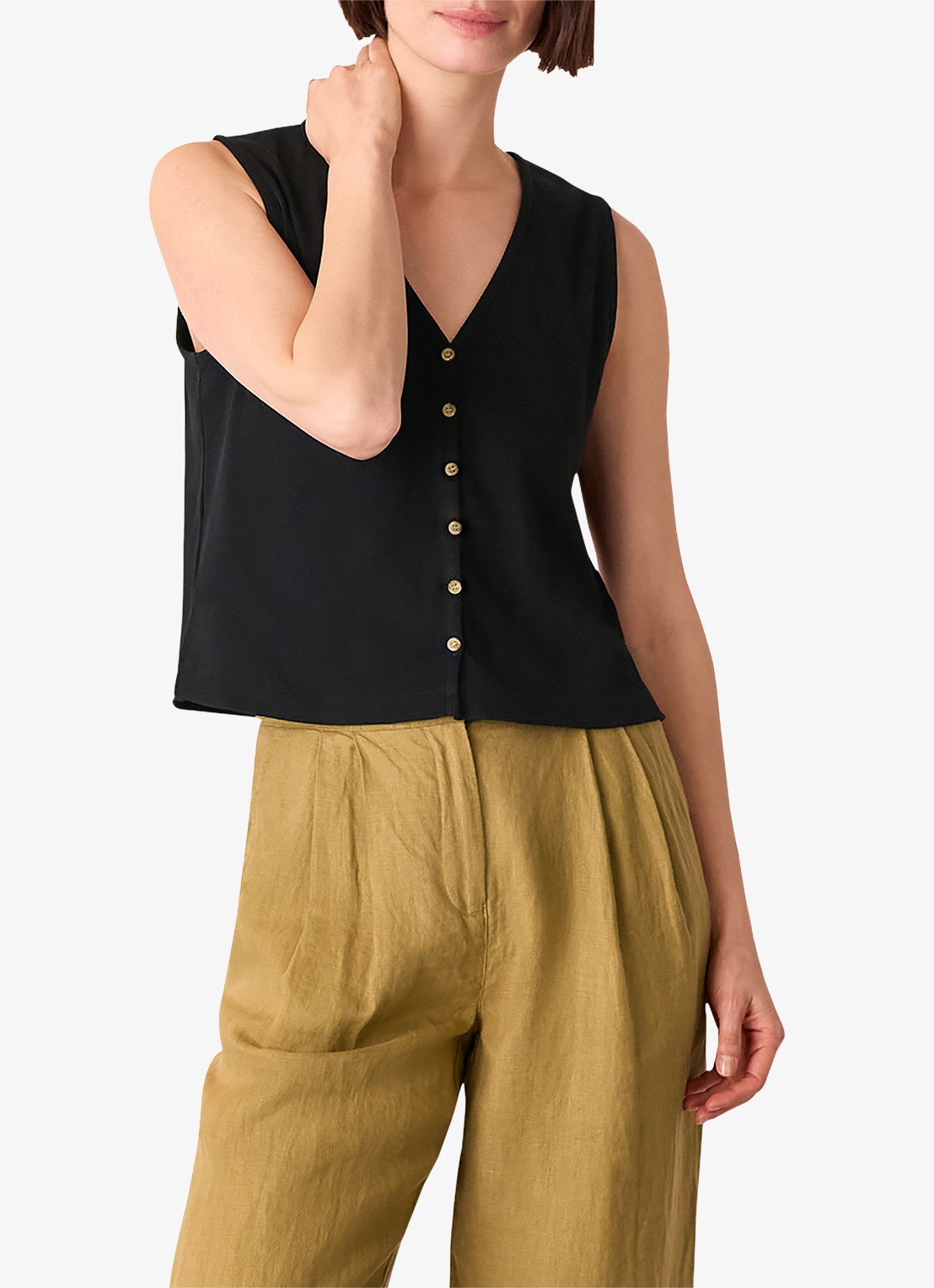 Whistles Top met ribstructuur - detail 3 zwart