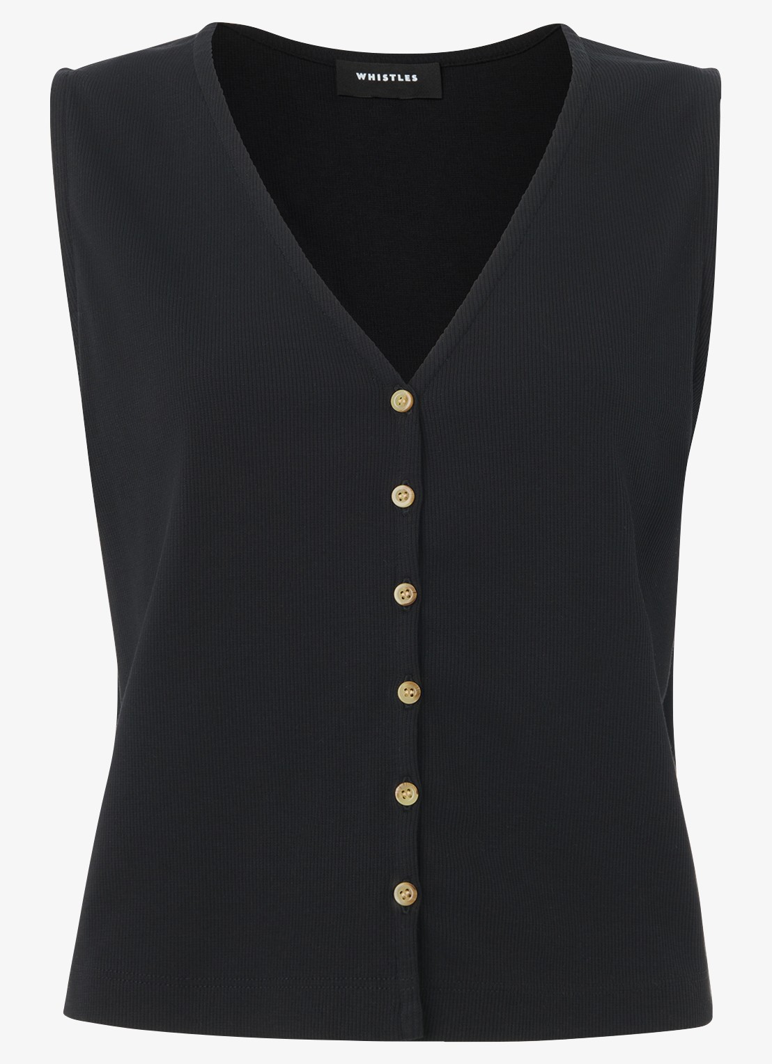Whistles Top met ribstructuur - voorkant zwart